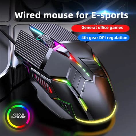 Mouse Ergon Mico Fio Para Jogos Usb Rgb Gamer Es Led