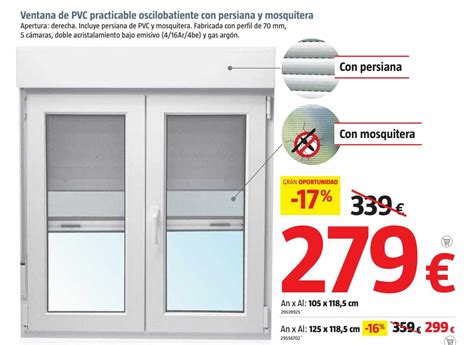 Oferta Ventana De Aluminio Corredera Con Persiana 120 X 115 Cm Artens