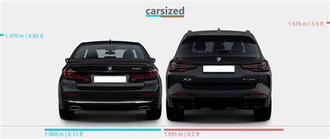 Dimensions Bmw 5 Series 2020 2023 Vs Bmw X3 2021 Present