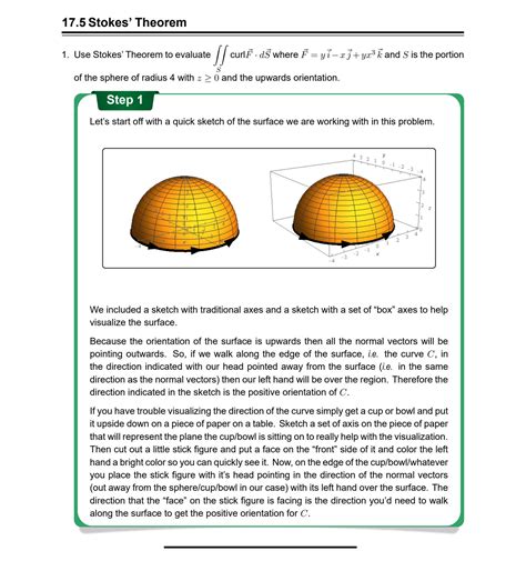 Solution Stokes Theorem Surface Integrals Calculus Exam Problems And