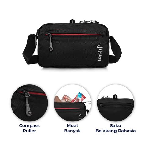 Tas Selempang Pria Torch Kasiba L Travel Pouch Hitam