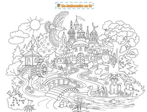 Coloriage Château Féérique Un Anniversaire en Or