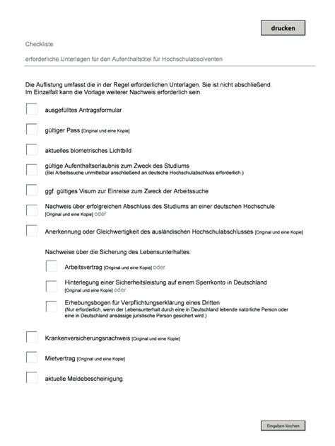 Fillable Online Zuwanderung Sachsen Checkliste Erforderliche Unterlagen