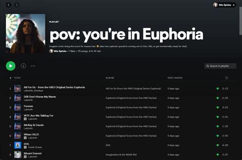 euphoria songs/playlist | Playlist names ideas, Song playlist, Euphoria ...