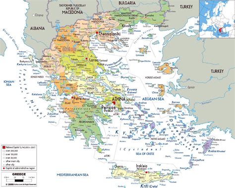 Large political and administrative map of Greece with roads, cities and ...