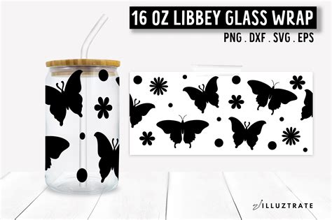 Butterfly Libbey Can Glass SVG 16oz Graphic By Illuztrate Creative