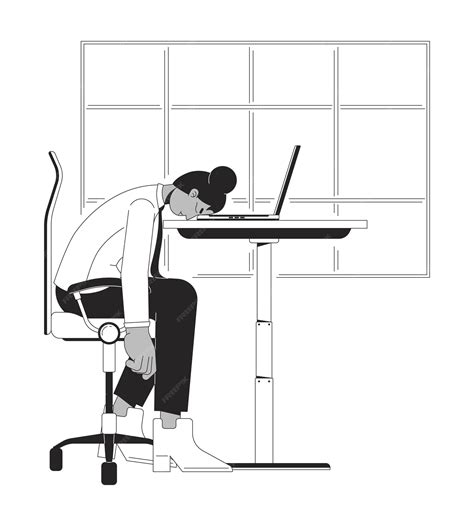 Überlastung durch Arbeit Schwarz-Weiß-Cartoon-Flat-Illustration