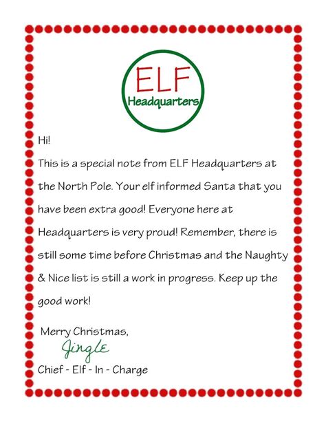 Elf On The Shelf Return Letter Free Printable