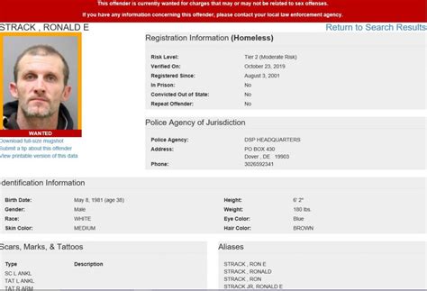Dsp S O A R Searching For Wanted Sex Offender Delaware State Police State Of Delaware
