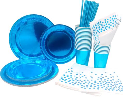 Inheming Blau Papiergeschirr Set St Ck Papier Geschirr Set Enth Lt