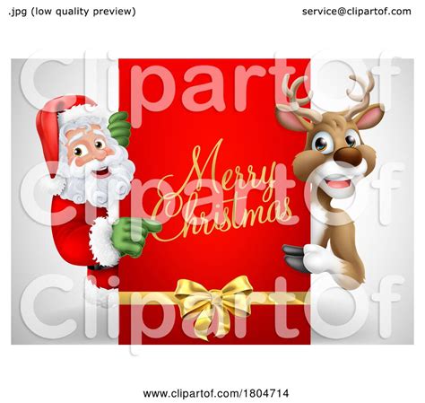 Santa Claus Father Christmas And Reindeer Sign By Atstockillustration 1804714