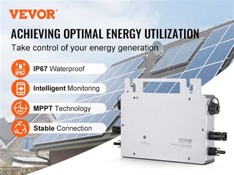 Vevor Solar Grid Tie Micro Inverter 600w Waterproof Ip67 Solar Micro Inverter Remote Monitoring