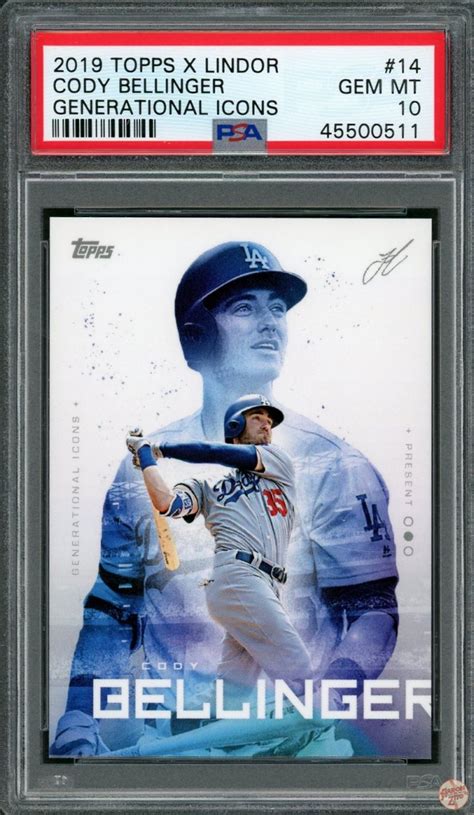 2019 Topps X Lindor Cody Bellinger Generational Icons 14 Psa 10 Pop 14