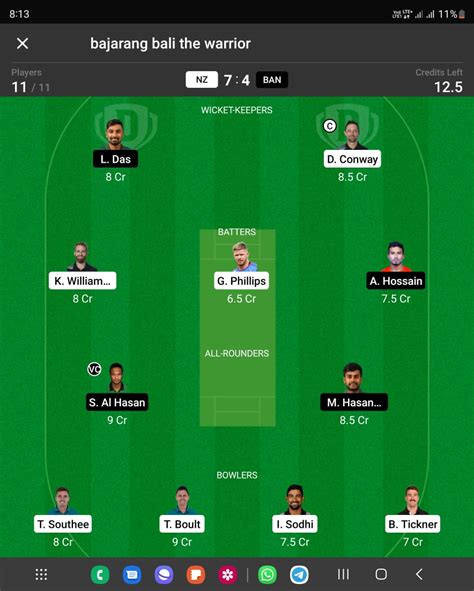 NZ Vs BAN Dream11 Team Prediction Player Stats