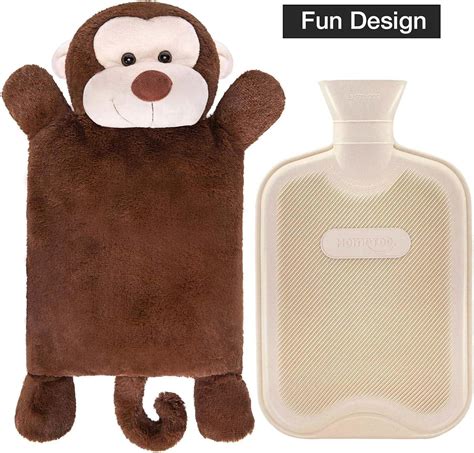 HomeTop Premium Adorable Rubber Hot Or Cold Water Bottle With Cute Stuffed Panda Cover 2 Liters