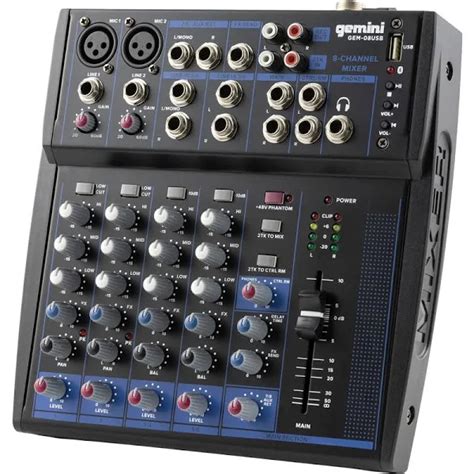 Gemini GEM-8USB Compact 8-Channel Bluetooth Audio Mixer with USB