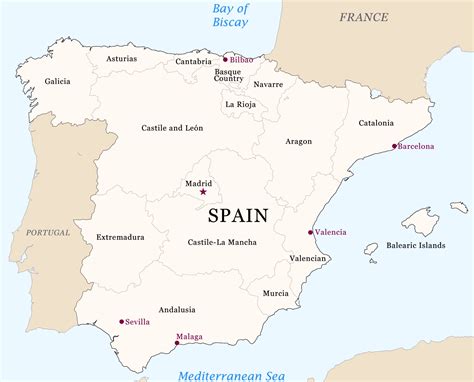 Regions Map Of Spain