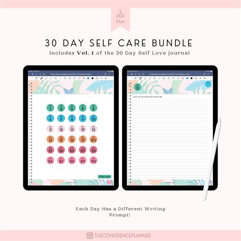 30 Day Digital Self Care Journal Bundle Vol 1 Writing Etsy