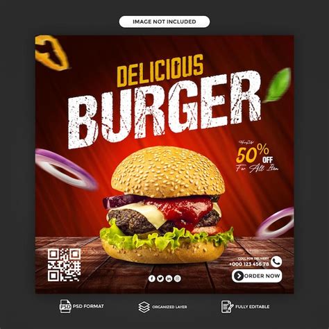 Premium Psd Delicious Burger Food Menu Social Media Promotion And