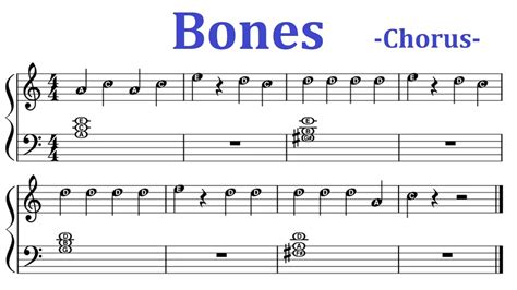 Bones Chorus Very Easy Piano Sheet Music With Note Letters Imagine