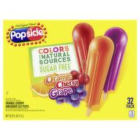 Popsicle Ice Pops, Sugar Free, Orange Cherry Grape, 32 Pack - Brookshire's