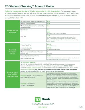 Fillable Online Td Student Checkingsm Account Guide Fax Email Print