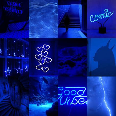 150 Blue Aesthetic Digital Collage Kit Dark Blue Wall Etsy