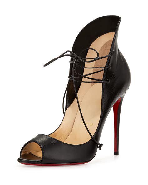 Lyst Christian Louboutin Mega Vamp Lace Up Red Sole Pump In Black