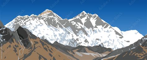 Mount Lhotse And Nuptse South Rock Face Top Of Mt Everest And Ama