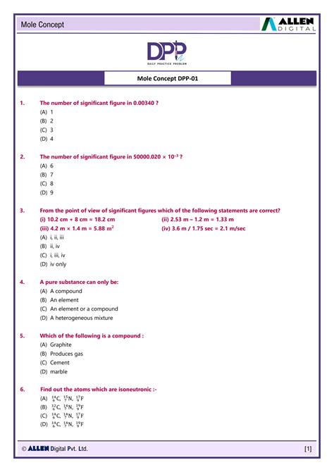 Solution Dpp Mole Concept Studypool