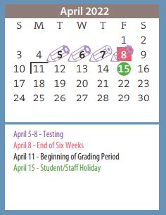 Sanborn Elementary - School District Instructional Calendar - Amarillo Isd - 2021-2022