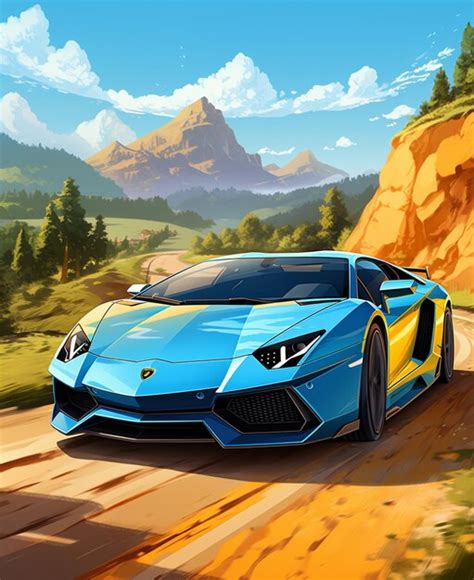 Premium AI Image There Is A Blue Sports Car Driving Down A Dirt Road