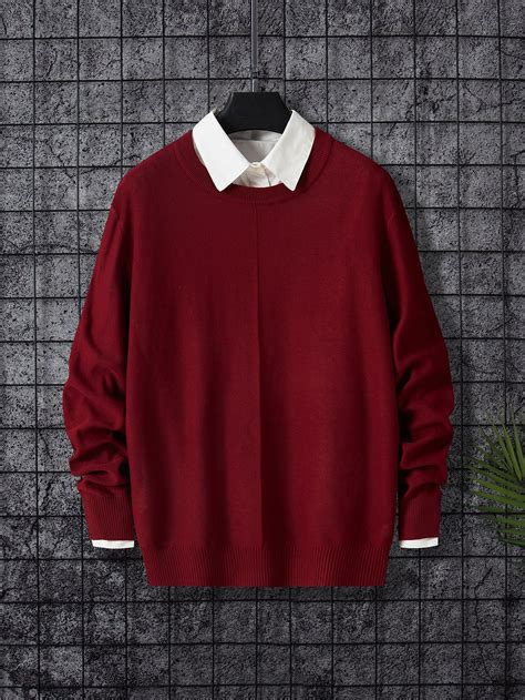 Men Round Neck Sweater Without Shirt Roupas Vermelhas E Pretas