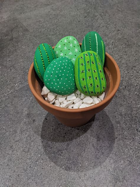 Macetas De Cactus Pintadas A Mano Cactus Pintados Rocas Etsy