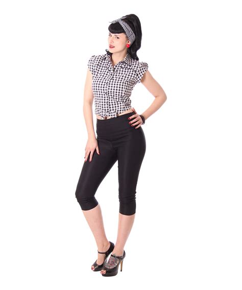 Sugarshock Amy S Pin Up Rockabilly Sommer Caprihose High Waist Capri