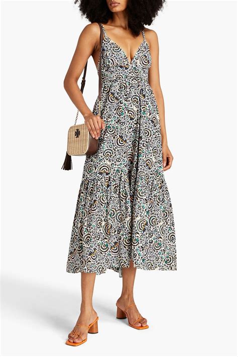 Alc Rhodes Printed Cotton Poplin Midi Dress The Outnet