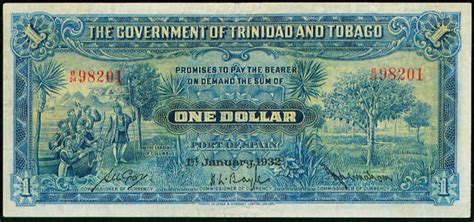 Trinidad and Tobago 1 Dollar 1st January 1932 Bill Value