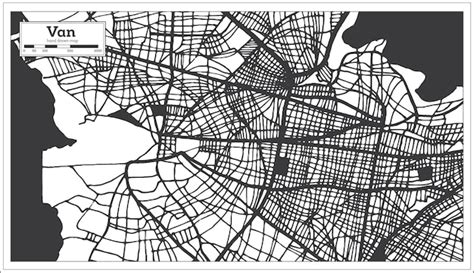 Premium Vector Van Turkey City Map In Black And White Color In Retro