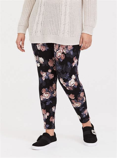 Black Floral Legging Black Floral Leggings Floral Leggings Plus