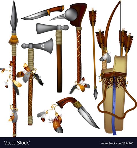 Set of weapons american indian Royalty Free Vector Image