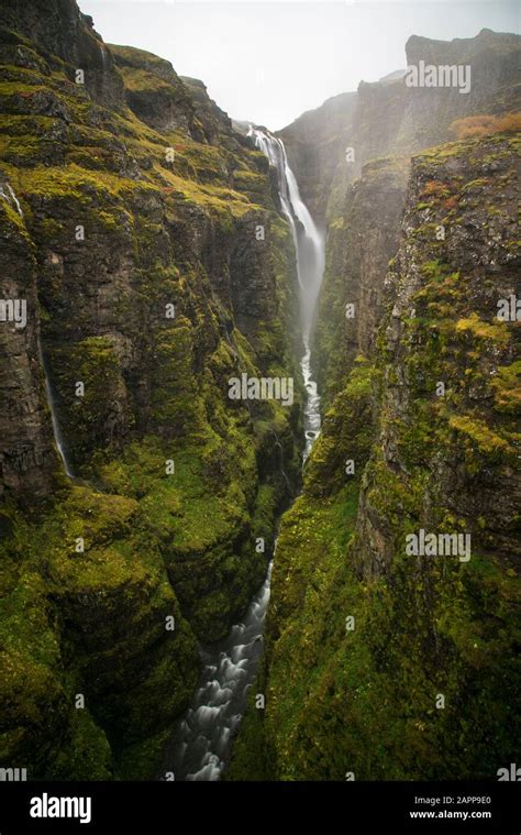 Hiking to Icelands second highest waterfall, Glumur Stock Photo - Alamy