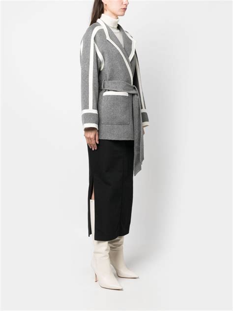 Maje Belted Wool Blend Coat Grey Farfetch Uk