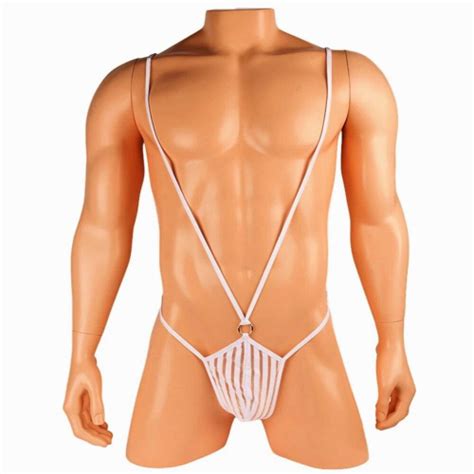 Mens Bodysuit Sexy Penis Pouch Thongs Body Costume Jockstrap Lingerie Gay Men Underwear Hollow