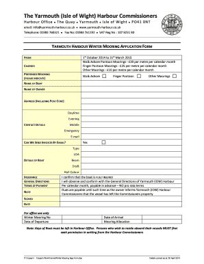 Fillable Online Visitor Winter Mooring Application Form Pdf Format