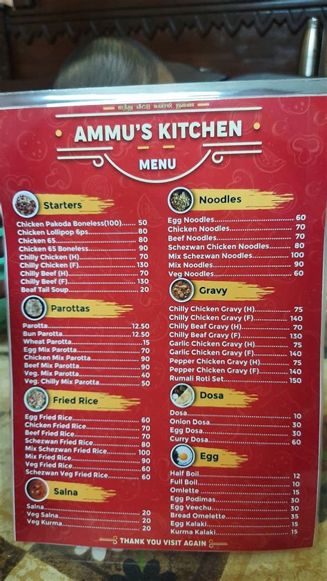 Menu At Ammus Kitchen Chennai Rmc