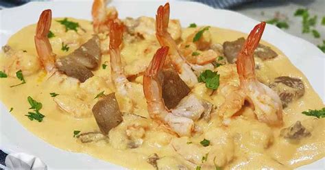 Langostinos a la crema con setas Cocina y recetas fáciles