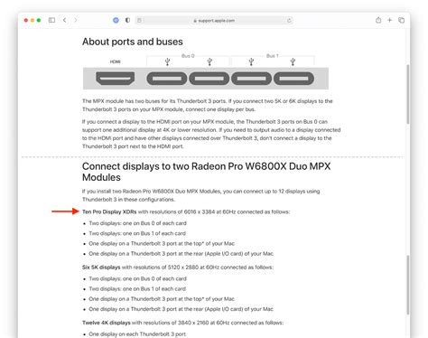 Mac Pro 2019では新たに発売された「radeon Pro W6800x Duo」gpuの2台構成でapple Pro Display Xdrを最大10台接続することが可能に。