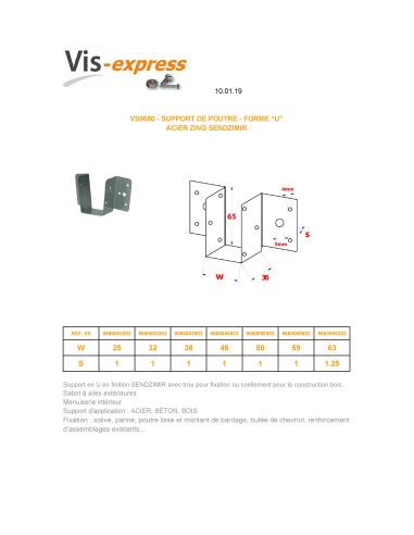 Joist Hanger Forme U Support Poutre Zincate Sendzimir