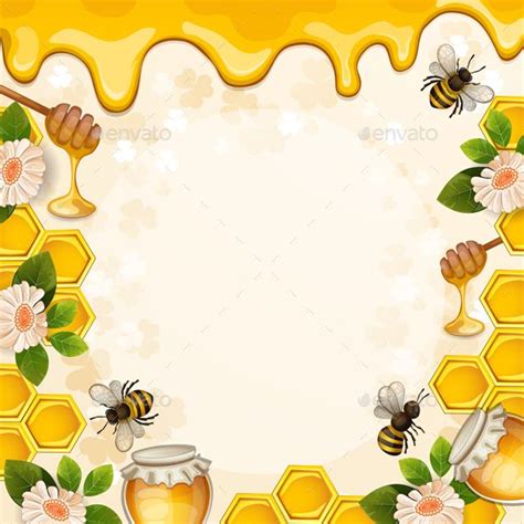 Background With Bees And Honey Bee Pictures Bee Painting Bee Drawing