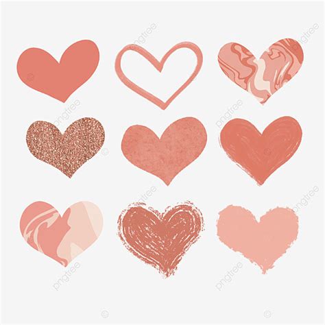 Peach Heart White Transparent Heart Set With Peach Color Heart Png